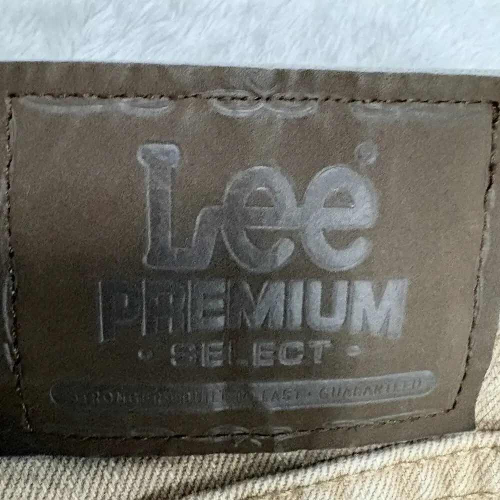 Lee Premium Select Jeans Mens 34x30 Tan Classic Fit Straight Leg Stretch Denim